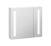 Armoire de toilette miroir lumineux LED 2 portes 3 niv. blanc