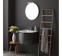ARMOIRE DE TOILETTE SUSPENDUE CINTRÉE 62 CM GRIS BRILLANT MIROIR ROND RIVA
