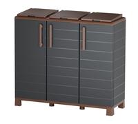 Armoire de tri 3 Portes Cache Poubelle de Tri Sélectif 102 x 37 x 90 cm Intérieu