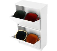 Armoire de tri des déchets - Poubelles de recyclage 4 compartiments - 4 x 125 l - Tri sélectif - Modèle sur pied ou à fixer au mur - Cuisine, maison, bureau - Blanc
