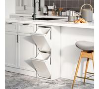 Armoire de tri 'Sollentuna' avec 2 compartiments basculants en métal 2 seaux de 14 L blanc