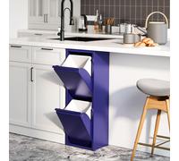 Armoire de tri 'Sollentuna' avec 2 compartiments basculants en métal 2 seaux de 14 L bleu nuit