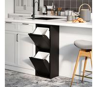 Armoire de tri 'Sollentuna' avec 2 compartiments basculants en métal 2 seaux de 14 L Noir