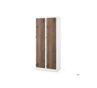 Armoire de vestiaires Jan Nowak Z02, modèle avec 4 compartiments, armoire métallique avec porte battante, fentes de ventilation, revêtement par poudre, dimensions : 185 cm x 80 cm x 45 cm, couleur : b