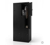Armoire de vestiaires Jan Nowak Z02, casier avec 4 compartiments, armoire métallique pour vêtements, porte battante, fentes de ventilation, revêtement par poudre, dimensions : 185 cm x 80 cm x 45 cm,