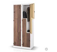 Armoire de vestiaires Jan Nowak Z02, modèle avec 4 compartiments, armoire métallique avec porte battante, fentes de ventilation, revêtement par poudre, dimensions : 185 cm x 80 cm x 45 cm, couleur : b