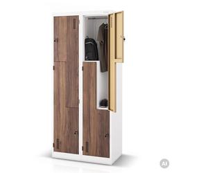 Armoire de vestiaires Jan Nowak Z02, modèle avec 4 compartiments, armoire métallique avec porte battante, fentes de ventilation, revêtement par poudre, dimensions : 185 cm x 80 cm x 45 cm, couleur : b