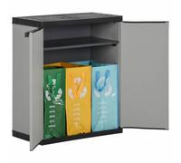 Armoire Déchets Jardin PP 68 x 37 x 84 cm Grise et Noire avec 3 Sacs | PVC et polypropylène, nettoyage humide facile, tri écologique intégré, étagère de rangement spacieuse, usage extérieur