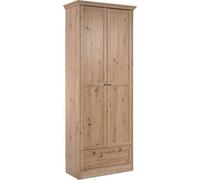 Armoire d'entrée 2 portes à cadre, 5 étagères et 1 tiroir L80 cm Marron