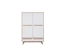 Armoire design avec penderie finition bois clair et blanc mat L120 cm HELIA