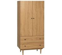 HOMCOM Armoire Chambre Adulte Penderie Vêtement Dressing avec 2 Portes, 2 tiroirs - 80 x 52 x 180 cm - Aspect Bois