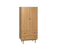 HomCom Armoire Penderie Dressing chambre adulte 2 portes, 2 tiroirs, tringle 80×52×180cm aspect bois