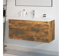 vidaXL Meuble Lavabo avec Bassin Intégré Armoire sous Lavabo Meuble de Rangement de Salle de Bain Maison Chêne Fumé Bois 3152885