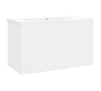 Armoire d'évier avec lavabo intégré - vidaXL - bois d'ingénierie - blanc - avec trop-plein - 1 tiroir - 80 x 38 5 x 45 cm 233onk56o