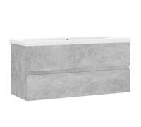 Armoire d'évier avec lavabo intégré - vidaXL - céramique - aggloméré - gris béton - avec trop-plein - 1 tiroir - 100 x 38,5 x 45 cm
