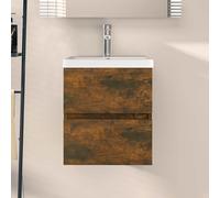 Vidaxl Armoire De Lavabo Chêne Fumé 100x38,5x45 Cm Bois D'ingénierie Multicolore