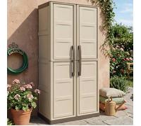 Armoire d'extérieur Adenina Dmora en plastique beige 70x39x165h cm