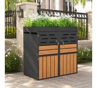 Armoire d'extérieur multifonctionnelle avec jardinière intégrée, aération à lamelles, deux compartiments séparés, cadre en acier galvanisé et chaîne de sécurité, pour le rangement et la décoration de 