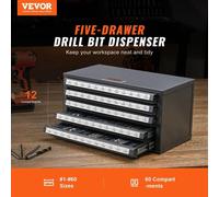 Armoire distributrice pour forets, 3 pièces, trois tiroirs pour tailles de 1/16" à 1/2" et lettres de A à Z, organiseur pour forets à cinq tiroirs pour tailles de calibre de fil #1 à #60, empilable po