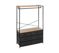 Pegane Armoire dressing 6 tiroirs - Naturel et gris foncé
