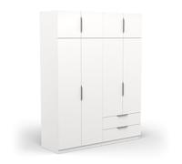 Armoire Dressing avec Penderie Moderne 8 Portes 5 Etagères 2 Tiroirs - Coloris Blanc Mat - 157,3 x 51,1 x 203 cm