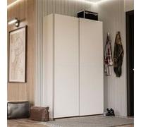 FORTE Armoire 2 portes coulissantes OZZULA – Blanc mat – L120×P41,6×H190,5 cm – 6 étagères