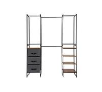 5five Penderie Extensible 6 étagères modulable 180 cm Noir et Bois