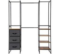 5five Penderie Extensible 6 étagères modulable 180 cm Noir et Bois