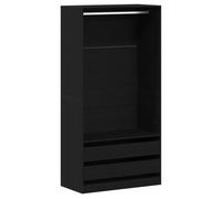 Armoire Dressing Noir Dab 100 x 50 x 200 cm Matériau à base de bois | Autonome, polka en MDF, compartiments de capacité, résistant à la température, entretien facile