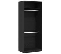 Armoire Dressing Noir Dab 80 x 50 x 200 cm en MDF Autonome | MDF, design moderne, compartiments avec étagères, entretien facile, construction stable