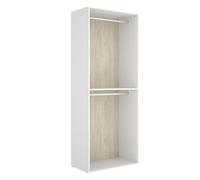 Armoire dressing ouverte avec 2 tringles et fond réversible, coloris blanc/naturel