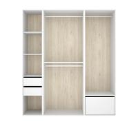Armoire dressing ouverte avec fond arrière réversible, penderie et une porte chaussures