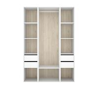 Armoire dressing ouverte avec fond arrière réversible, penderie, étagères et 4 tiroirs