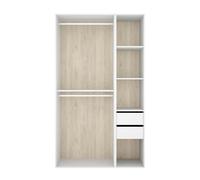 Armoire dressing ouverte avec fond réversible, penderie,2 tiroirs et 4 étagères