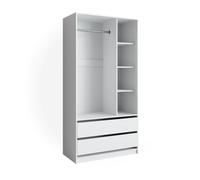 Vicco Armoire Elmo, Blanc, 100x200cm avec 2 tiroirs, pour Le Rangement des vêtements et Compatible avec la série Elmo