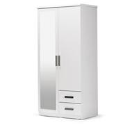 Armoire en bois Armoire Penderie Miroir Bois Blanc Chambre à coucher