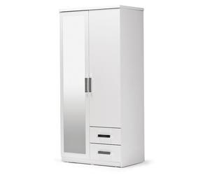 Armoire en bois Armoire Penderie Miroir Bois Blanc Chambre à coucher