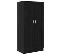 Armoire en bois aspect chêne noir 82,5 x 51,5 x 180 cm avec 2 portes à charnières, étagères à planches, espace de rangement pour chambre à coucher, penderie, dressing, système de rangement moderne