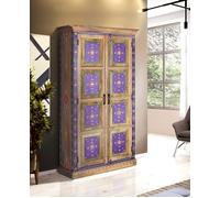 Armoire en bois massif - GINER Y COLOMER - Peinte à la main - Multicolore - 180x90x38cm