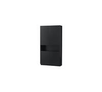 Armoire en bois noir, 4 portes, compartiments ouverts et fermés, haut - Woood, Finca - 110x40x210 cm