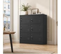 Armoire en métal - 6 portes - 100x90x40 cm - Serrures individuelles - Fente pour cartes