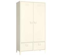 Armoire en métal 2 portes avec penderie blanche MAEVA