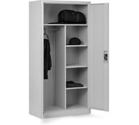 Armoire en métal vestiaire - Cassier - Armoire métallique de rangement - Revêtement en poudre - Verrouillable 185 x 90 x 45 cm Gris