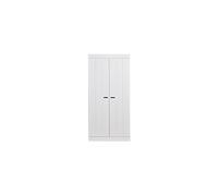 Armoire en pin blanc, 2 portes, 1 étagère, penderie possible - Woood, Connect - 94x53x195 cm