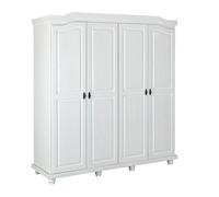 Armoire 4 portes 195,6x59,5x197,8 cm en bois de pin blanc