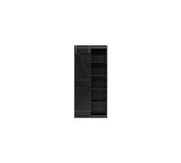 Armoire en pin massif noir, 1 porte coulissante, 5 étagères, rails en métal - Woood, Harris - 100x39x221 cm