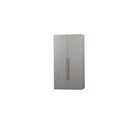 Armoire en placage de noyer gris, 2 portes, 2 tiroirs, 4 étagères, avec penderie, haut - Woood, Rens - 110x58x210 cm