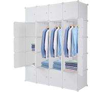 Armoire en plastique, 20 modules, armoires modulaires pour optimiser l'espace, armoire pour enfants, armoire de rangement, idéale pour les vêtements et les chaussures, dimensions : 140 x 45 x 175 cm,