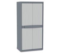 Armoire en plastique avec 2 portes, 4 étagères, dimensions 89,7 x 53,7 x 180 cm, couleur grise