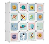 Armoire en plastique pour enfants, 16 compartiments, blanche, 123 x 41 x 123 cm